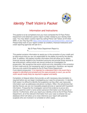 Identity Theft Victim's Packet
