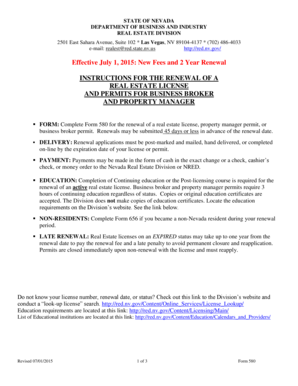 Nevada Real Estate License Renewal Form