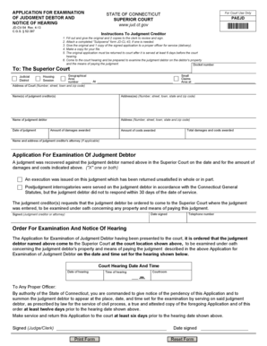Application for Examination of Judgment Debtor