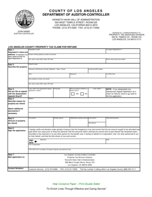 Los Angeles County Property Tax Claim for Refund
