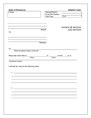 Minnesota District Court Notice of Motion
