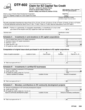 New York State EZ Capital Tax Credit Claim Form