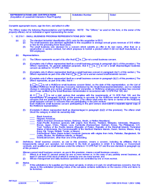 Representations and Certifications Form