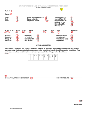 Oregon Board Action Form