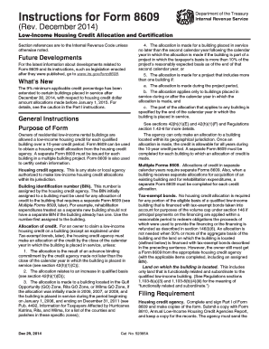 Form 8609 Low-Income Housing Credit Allocation