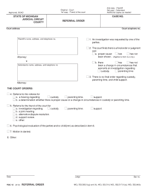 Michigan Referral Order