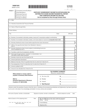 Kentucky Nonresident Income Tax Withholding Form