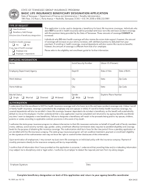 Tennessee Basic Life Insurance Beneficiary Designation