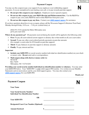 Wisconsin Support Payment Coupon