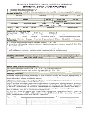 Commercial Driver License Application