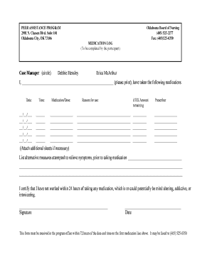 Oklahoma Medication Log Form