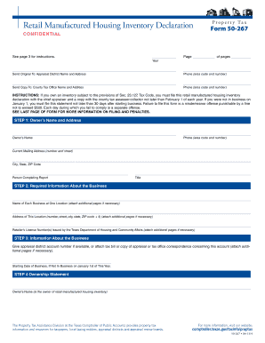 Texas Retail Manufactured Housing Inventory Declaration Form 50-267