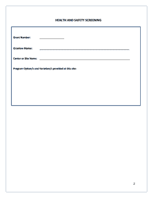 Health and Safety Screener for Childcare Centers