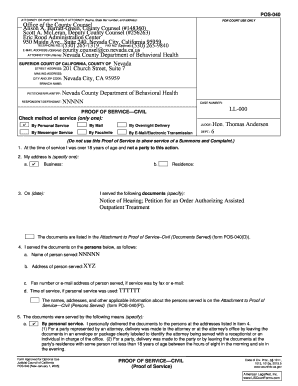 California Proof of Service Civil Form
