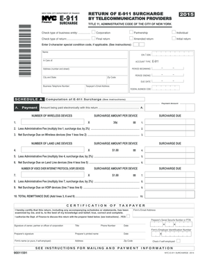 New York City E-911 Surcharge Return
