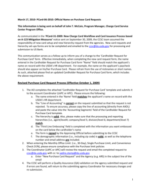 USDA Cardholder Request for Purchase Card
