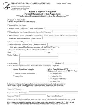Payment Management System Access Form