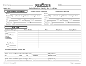 Individualized Family Service Plan Form