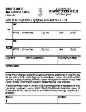 Connecticut Name Correction Request