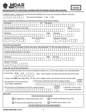Massachusetts Pesticide License Exam Application