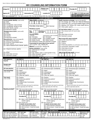California HIV Counseling Information Form
