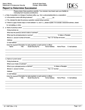 Illinois Unemployment Insurance Succession Report