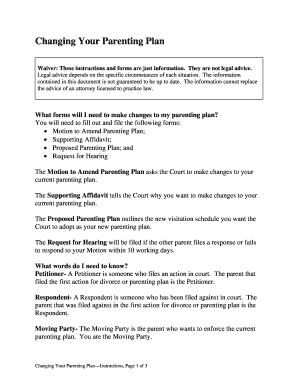 Motion to Amend Parenting Plan