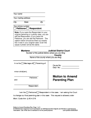Motion to Amend Parenting Plan