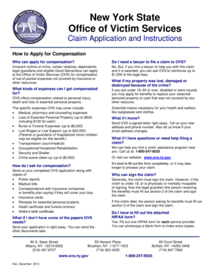 New York State Victim Services Claim Application