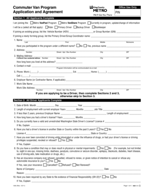 King County Commuter Van Program Application