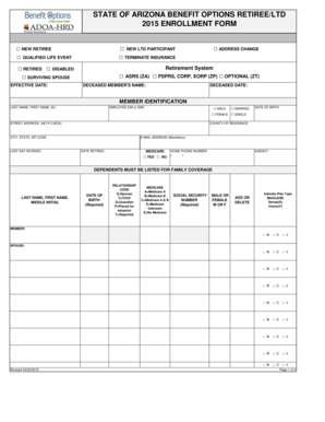 Arizona Retiree/LTD Enrollment Form