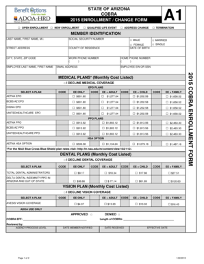 Arizona COBRA Enrollment Form