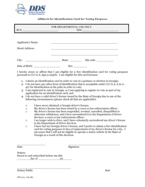 Georgia Voter Identification Card Affidavit