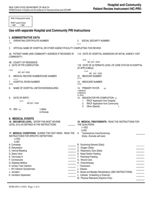 New York State Health PRI Form