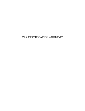 Tax Certification Affidavit