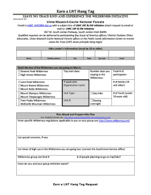 Leave No Trace Hang Tag Request Form