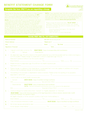 Benefit Statement Change Form