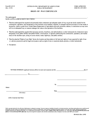 Right-Of-Way Certificate - US Department of Agriculture - forms sc egov usda