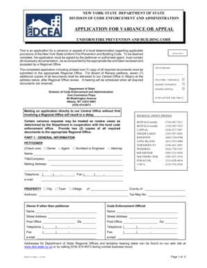 New York State Variance or Appeal Application