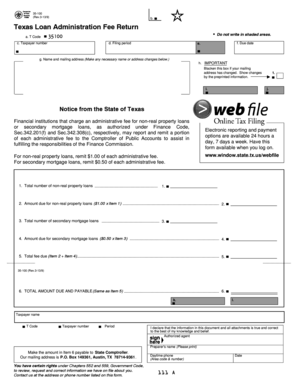 Texas Loan Administration Fee Return
