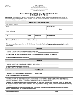Michigan Qualified Parking Spending Account Enrollment Form