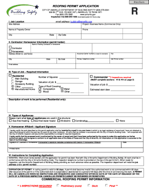 Roofing Permit Application