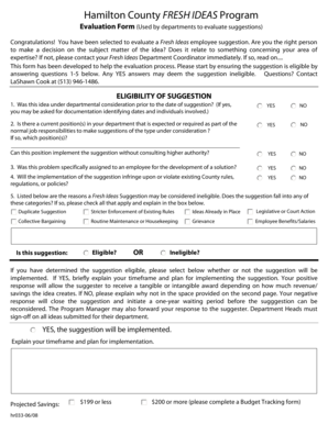 Hamilton County Fresh Ideas Program Evaluation Form - hamiltoncountyohio
