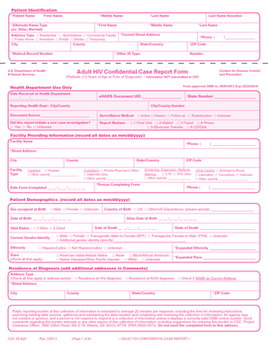 Adult HIV Confidential Case Report Form