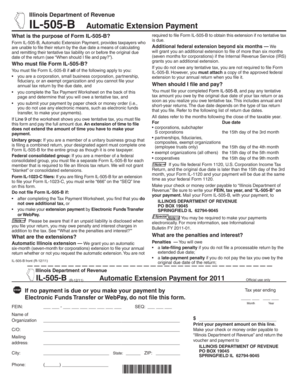 Illinois Automatic Extension Payment Form IL-505-B