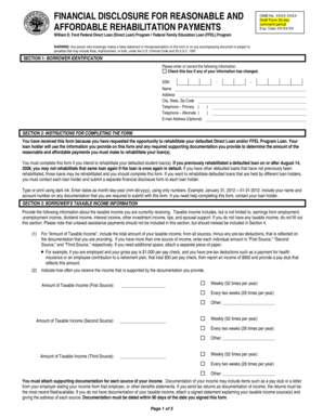Student Loan Rehabilitation Financial Disclosure Form