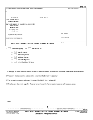 California Notice of Change of Electronic Service Address