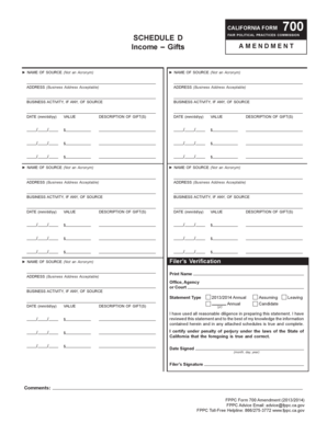 California Form 700 Schedule D Amendment