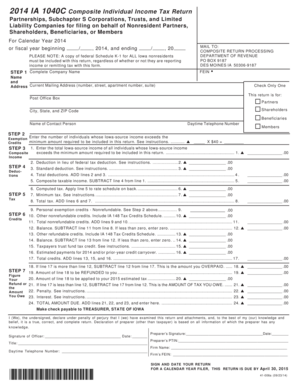 Iowa Composite Individual Income Tax Return 2014