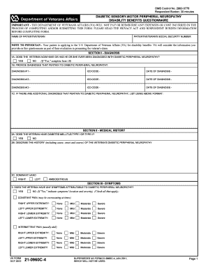 Diabetic Peripheral Neuropathy Disability Benefits Questionnaire